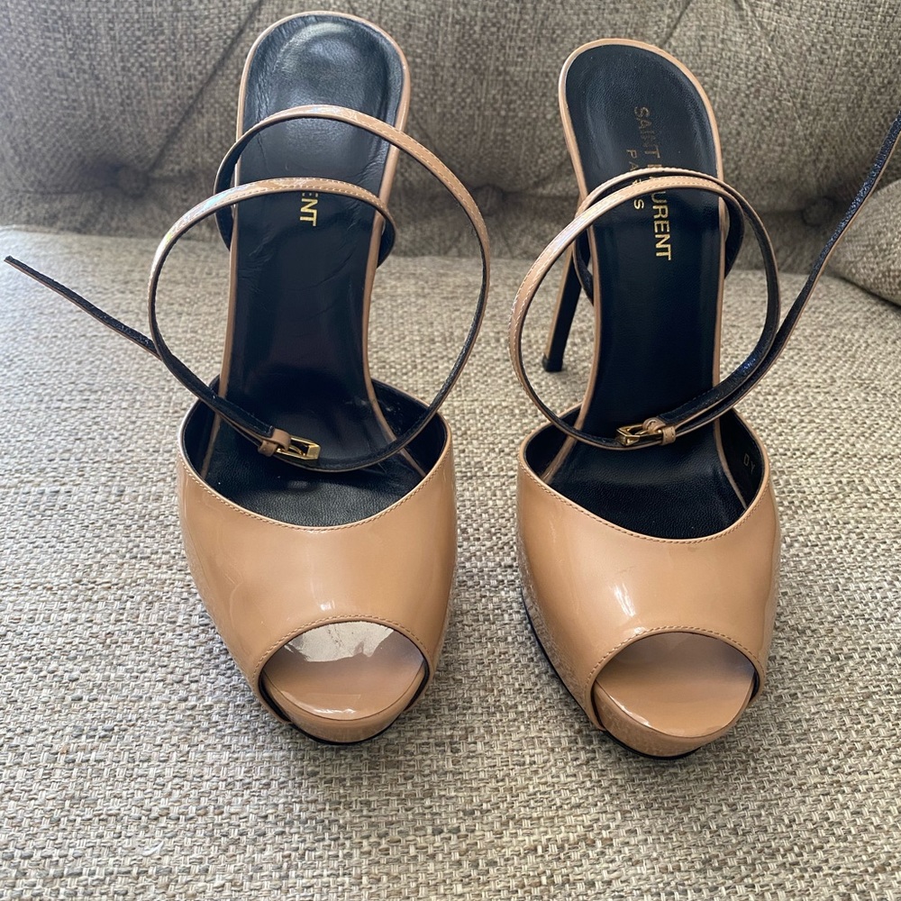 Saint Laurent patent nude sandals